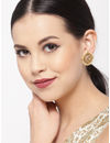 YouBella Antique Gold-Plated Off-White Stone-Studded Beaded Circular Studs