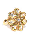 YouBella Women Gold-Plated Stone-Studded Floral Adjustable Ring