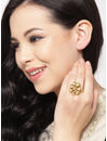 YouBella Women Gold-Plated Stone-Studded Floral Adjustable Ring