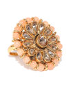 YouBella Peach-Coloured Gold-Plated Adjustable Finger Ring