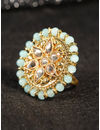 YouBella Sea Green Gold-Plated Adjustable Finger Ring