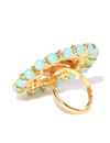 YouBella Women Turquoise Blue Gold-Plated Stone-Studded Floral Adjustable Ring