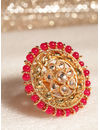 YouBella Red Gold-Plated Adjustable Finger Ring