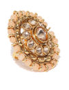 YouBella Peach-Coloured Gold-Plated Stone-Studded Adjustable Ring