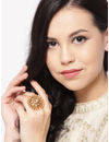 YouBella Peach-Coloured Gold-Plated Stone-Studded Adjustable Ring