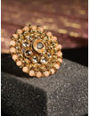 YouBella Peach-Coloured Gold-Plated Stone-Studded Adjustable Ring