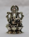 Antique Silver Lord Ganesha Sittting on a Lotus Idol