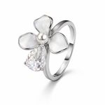 Blossom Bloom white Enamel Ring