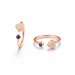 Blue Sapphire Heart Rose Gold Toe Ring Set