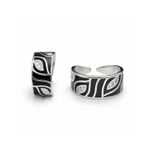 Bold Black and White Abstract Enamel Toe Ring Set