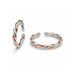 Intertwined Rose Gold and Silver Twist Toe Ring Set