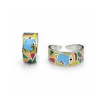 Mosaic Village Scene Enamel Toe Ring Set