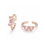 Pastel Bow Rose Gold Toe Ring Set