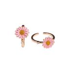 Pastel Pink Daisy Flower Toe Ring Set