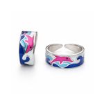 Playful Dolphin Motif Silver Toe Ring Set