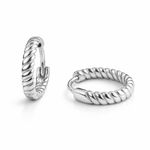 The Modern Grid-Link Silver Hoop