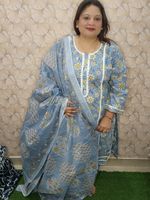Straight 3 Piece Pure cotton printed suit