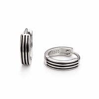The Triple-Line Edge Silver Hoop