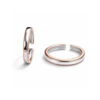 Thin Silver Band with Rose Gold Trim Toe Ring Set