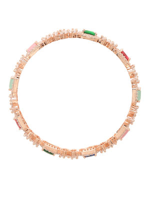 YouBella Jewellery Stylish Rose Gold Plated Multi-Color Stone Studded Bangles for Girls and Women