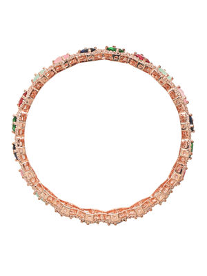 YouBella Jewellery Stylish Rose Gold Plated Multi-Color Stone Studded Bangles for Girls and Women