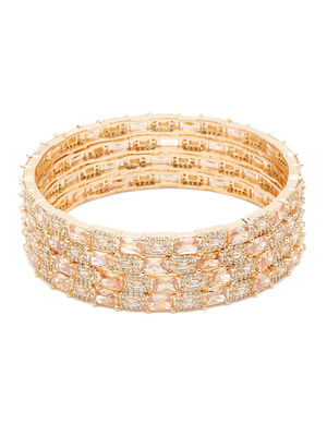 YouBella Jewellery Celebrity Inspired American Diamond Studded Bracelet Bangles for Girls and Women (Gold) (2.4)