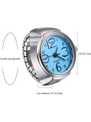 YouBella Jewellery Stylish Finger Ring Watch Jewellery Alloy Silver Plated Ring for Girls/Women and Boys/Men (Blue)
