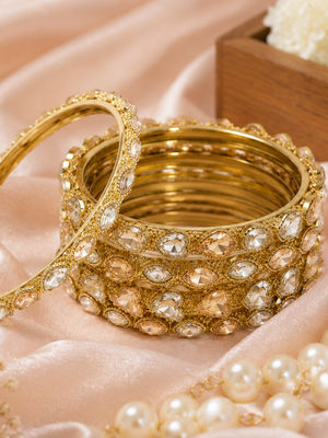 Noor Mahal Crystal Bangles (Pack of 6)