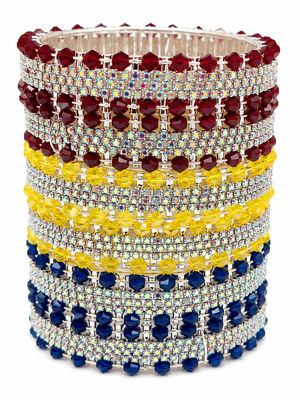 Premium sapphire-blue yellow faceted bead detailing bangles (Pack of 6)