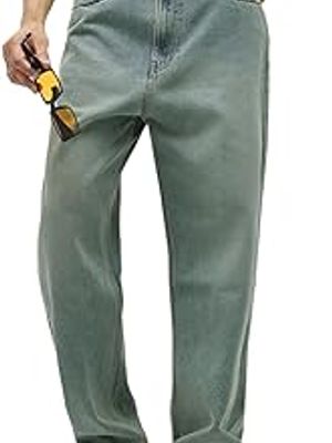 Men's Loose Baggy Fit Heavy Washed Jeans Non-Stretchable