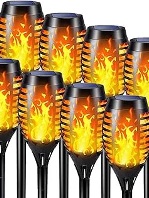 Solar Outdoor Lights - 8 Pack 12 LED Solar Torch Lights 