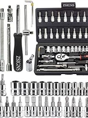 Beaiguna 46PCS Small Drive Socket Ratchet Wrench Screwdriver Set, 1/4