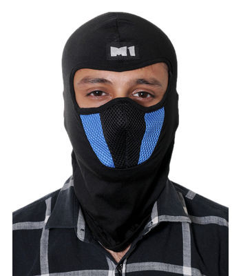 Plain Black & Blue Helmet Liner Full Face Biker Mask