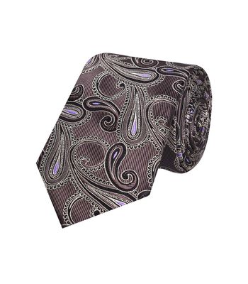 Grey Paisley Micro Fiber Necktie for Men