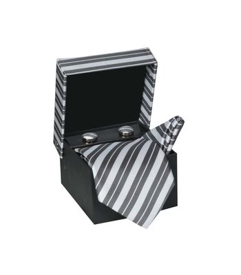 Tiekart cool combos monochrome striped  tie+pocketsquare+cufflink
