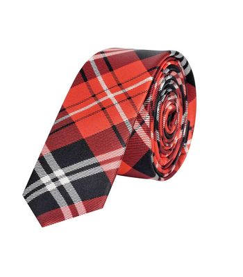 Tiekart men red checked  thin slim tie