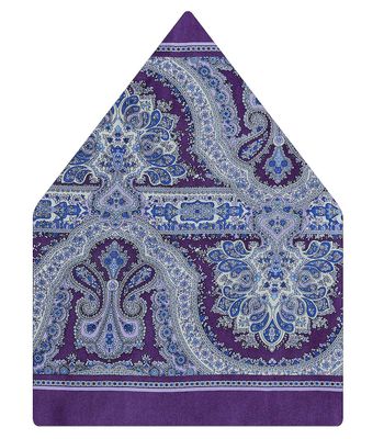 Tiekart men purple paisley silk pocket square