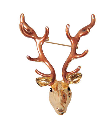 Exquisite Deer Head Lapel Pin Gold Brooch for Men In Gift Box