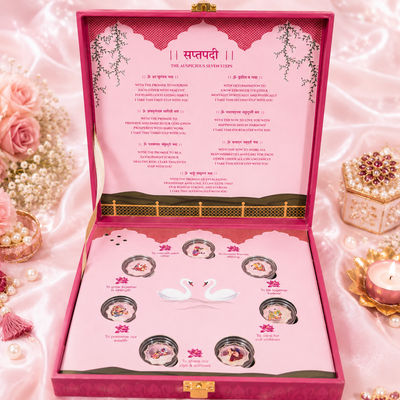 Musical Saptpadi Seven vachan Box  7gms 999 silver coin Wedding Gift box 