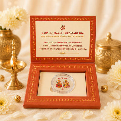 Laxmi Maa & Lord Ganesh  999 silver 1 gm coin gifting hamper