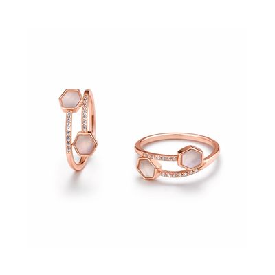 Beaded Radiance Two-Tone open Ring