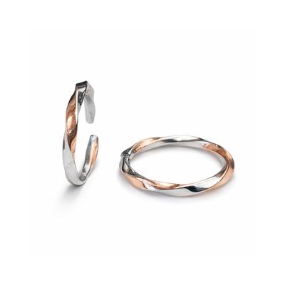 Braided Two-Tone Texture Toe Ring Set