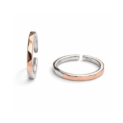 Half-and-Half Two-Tone Band Toe Ring Set