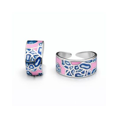 Pastel Camouflage Pattern Enamel Toe Ring Set