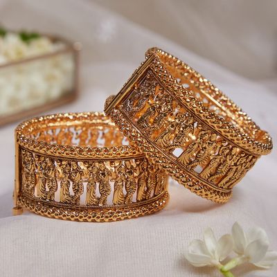 Gold Plated With Red And White Zircon Stone Statement Bangle