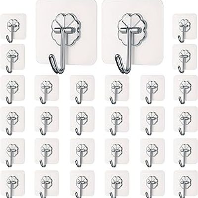 DALUCI Self Adhesive Wall Hooks for Hanging - 30 Pcs 