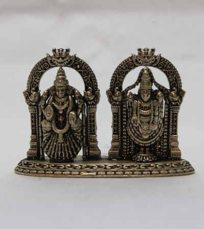 Antique Silver Lord Venkateshwara and Devi Lakshmi Idol