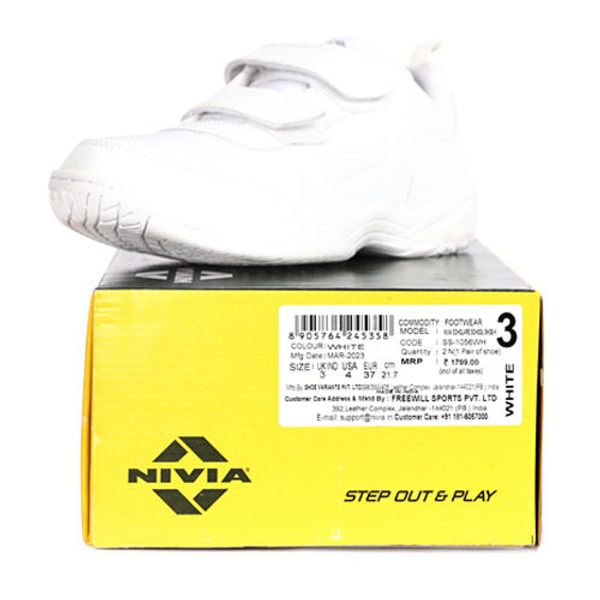 Nivia School Uniform Shoes Velcro White UK1 to UK5