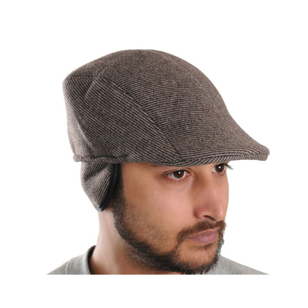 Brown Patterned Golf Cap With Ear Flaps for Wind & Cold Protection for Men Brown Patterned Golf Cap With Ear Flaps for Wind & Cold Protection for Men
