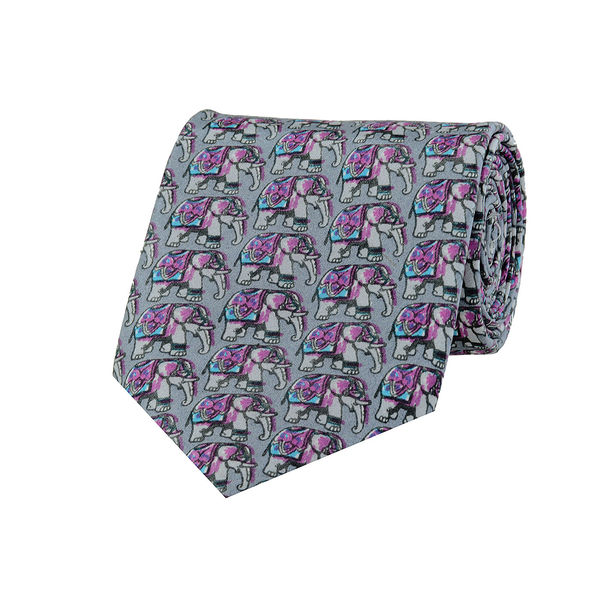 Tiekart men grey ethnic silk tie Tiekart men grey ethnic silk tie